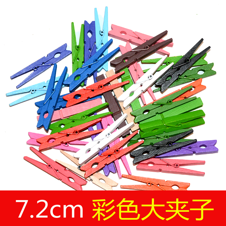 72mm large color wood clip photo clip diy kindergarten handmade material color photo wooden clip