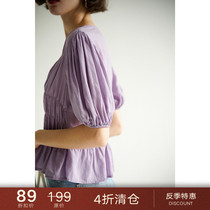 Anti-season clearance) playful soft French flower girl sense retro bubble short sleeve shirt short coat women