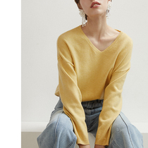  Okorui soft waxy fluffy lazy wind V-neck inner knitted bottoming shirt loose pullover sweater Korean version of womens autumn and winter