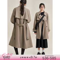 Okerui ◆341 classic windbreaker high-end drape Korean style coat mid-length for women new spring and autumn products