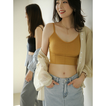 Ou Rui big U beautiful back ~ wearing a small sling vest belt chest pad inside to prevent light bottoming tide female spring