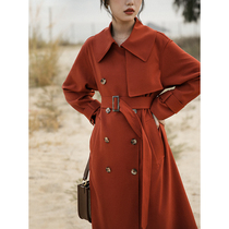 Ou Kerui 2021 early spring new western style red small windbreaker medium-length British style Korean version of the jacket female