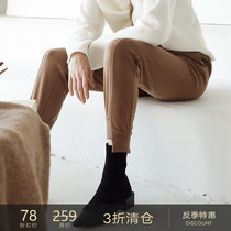  Anti-season clearance) Leg length 5cm knitted plus velvet elastic small feet sweatpants loose casual pants sweatpants