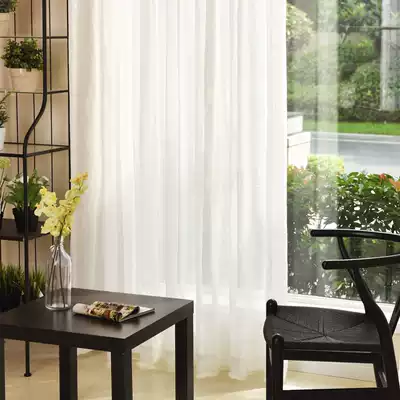 (Finished screen curtain)White personality wild screen curtain modern simple bedroom balcony bay window screen curtain curtain fabric