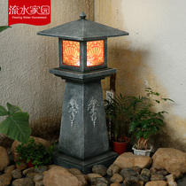 Rockery Running water Fountain Decorations Balcony Terrace landscape Wooden stakes Stone flower pots Japanese creative Stone lantern set