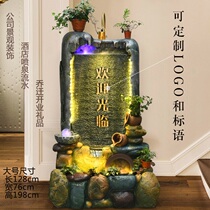 Rockery water curtain wall Water fountain Feng Shui wheel Fish pond Hotel soft decoration company Living room landscape floor decoration