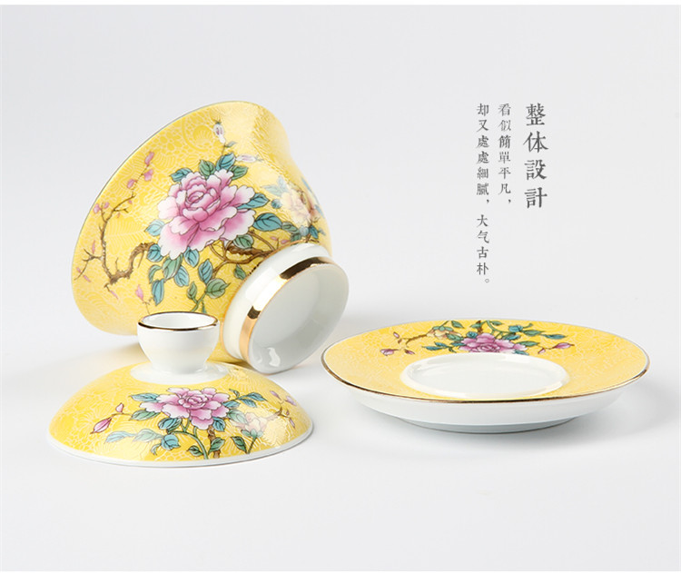 Tao life Jingdezhen gốm phủ bát trà đặt tay vẽ lụa hoa lụa ba mảnh bìa bát trà chén lớn ấm trà đạo