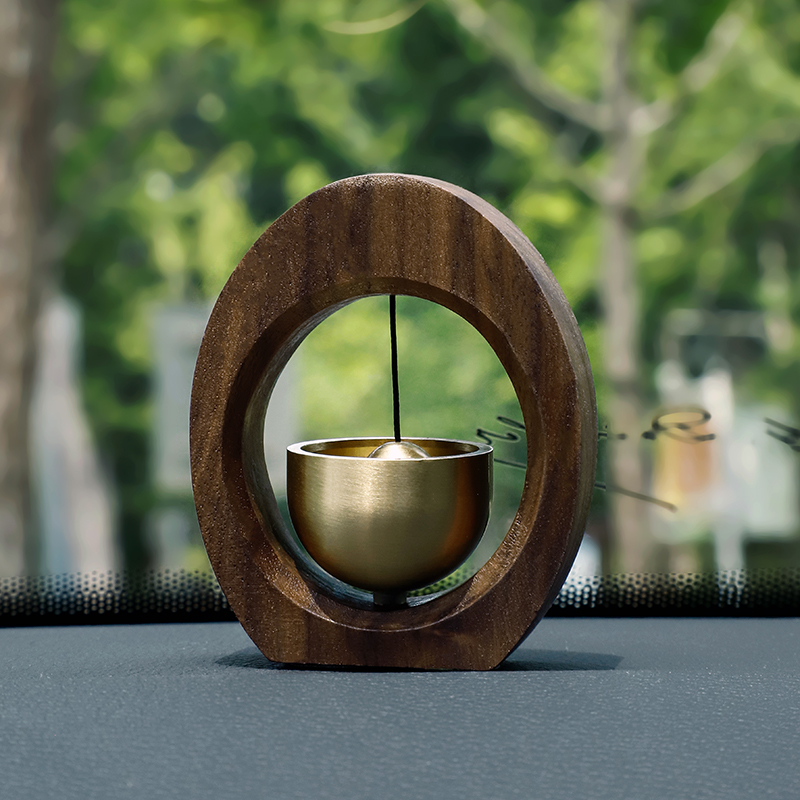 Car bell ornaments center console original high-end retro sticky brass wood car decoration new car gift