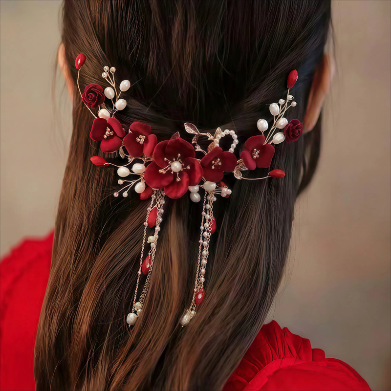 Bridal Headwear, Grandma's Hair Accessories, Wedding Head Flowers, Ancient Style Children's Stage Costumes, Super Fairy-Like and Beautiful Stage Host Dance