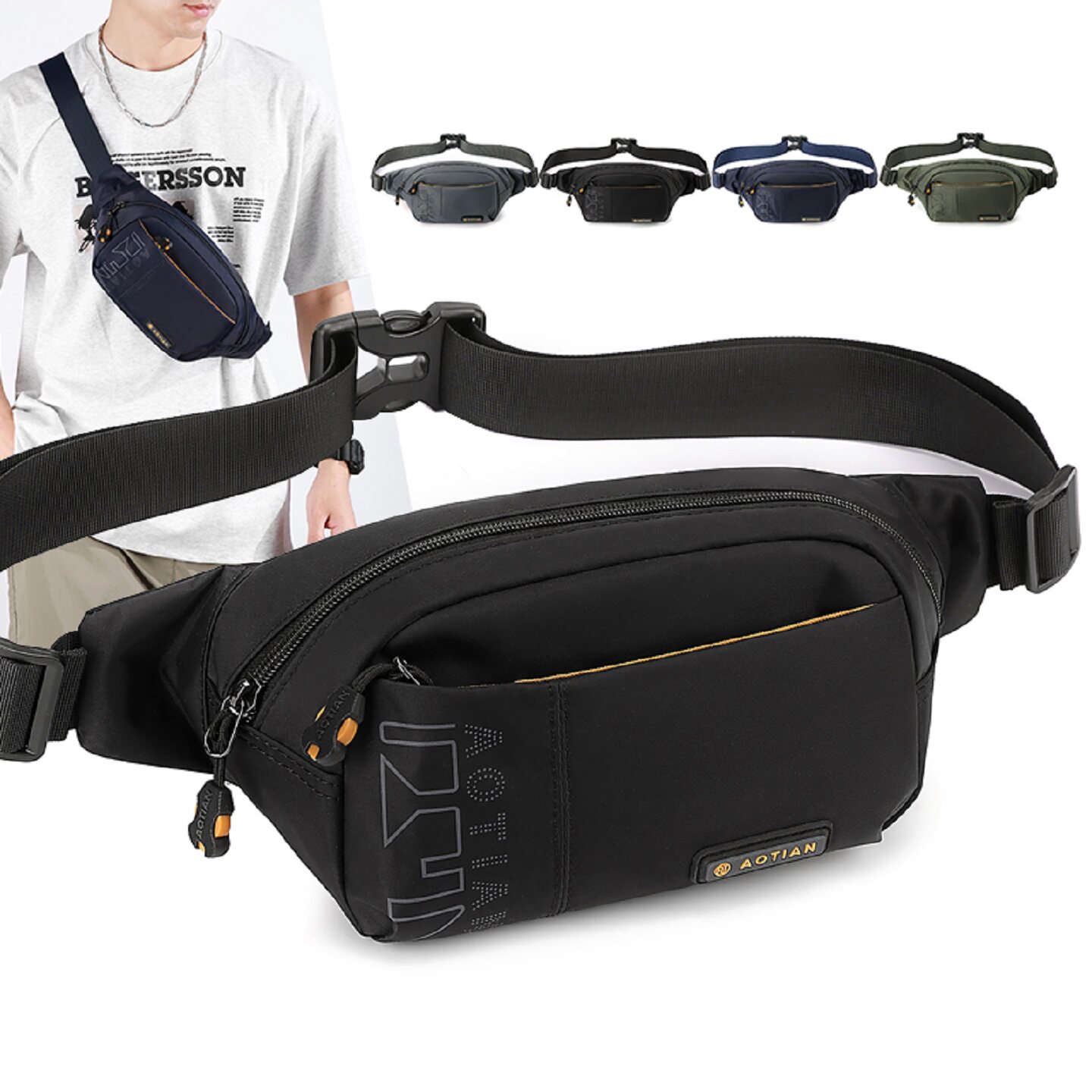 Multifunctional waist bag for men, lightweight casual travel carry-on small shoulder bag, outdoor sports cycling waist bag, crossbody chest bag