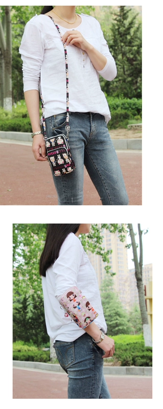 Túi đeo chéo điện thoại di động nữ 2018 mới hoạt hình mùa hè vai nhỏ túi cổ tay treo cổ dọc ví đựng tiền