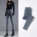 Утепленные длинные зимние штаны, приталенные джинсы с начесом, 2021 года, высокая талия