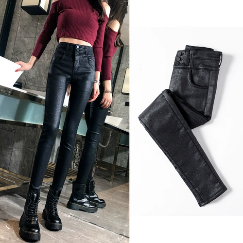 Длинные штаны, утепленные матовые леггинсы, 2020, высокая талия