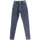 Утепленные длинные зимние штаны, приталенные джинсы с начесом, 2021 года, высокая талия