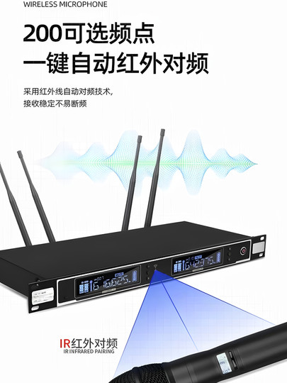 专业无线话筒防啸叫一拖二家用唱歌会议酒馆KTV卡拉OK演出麦克风