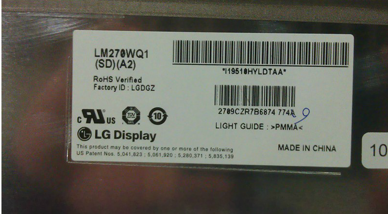 27 inch Apple IMAC A1312 display LM270WQ1 SDE3 SDC2 SDB1 SDA2 SDC1