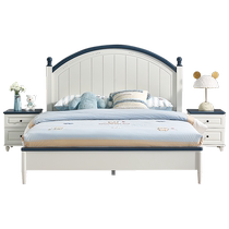 Quanyou Home Modern Simple Cream Style Childrens Bed Boys and Girls 1 5 Meter Solid Wood Leg Single Bed 121363