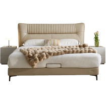 Quanyou Home Modern Simple Leather Art Bed Does Not Disturb Each Other Soft Bed Master Bedroom 2024 New Leather Bed 116050