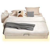 Quanyou Home Modern Simple No Bedside Suspension Bed New Leather Art Double Bed Small Apartment Bedroom Tatami Bed