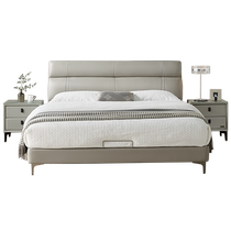 Quanyou Home first-layer cowhide leather bed modern simple master bedroom bed light luxury 1.8 meters double soft-packed bed