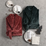 Зимний коралловый бархатный утепленный банный халат для влюбленных, мужская длинная фланелевая демисезонная пижама