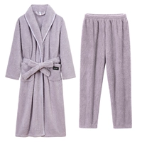 Женский халат Roland в фиолетовую полоску с лацканами + пижамные штаны