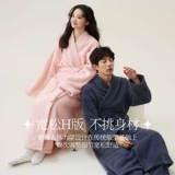 Демисезонный коралловый бархатный банный халат для влюбленных, длинная зимняя пижама, увеличенная толщина