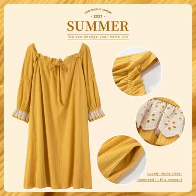 Night dress women's spring and autumn new long-sleeved pure cotton sweet princess style loose women's cotton summer pajamas home clothes winter