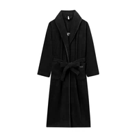 Женский одинарный халат в черную полоску с лацканами