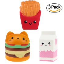 Decompression slow rebound simulation hamburger macaron fries squishy fruit pinch music vent ball toy set