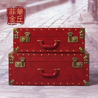 Feihua Jinqiu коробка из камфорного дерева, свадебная коробка, коробка для приданого невесты, красная коробка для приданого, ретро кожаный чемодан, чемодан из цельного дерева