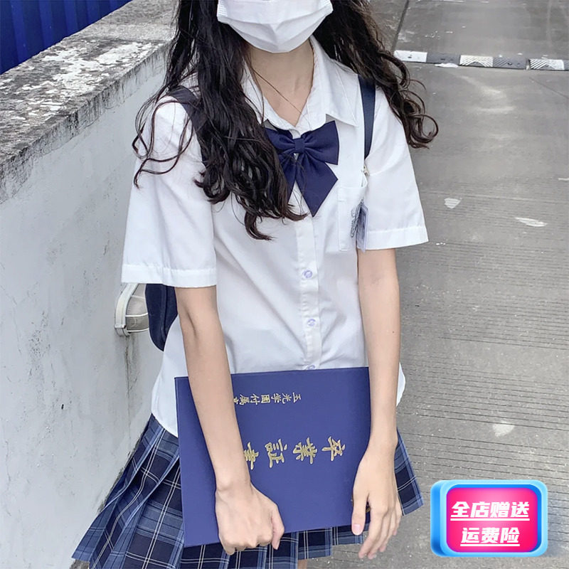 Zero degree JK shirt female embroidery white top original genuine Japanese college short-sleeved shirt student class uniform clothes