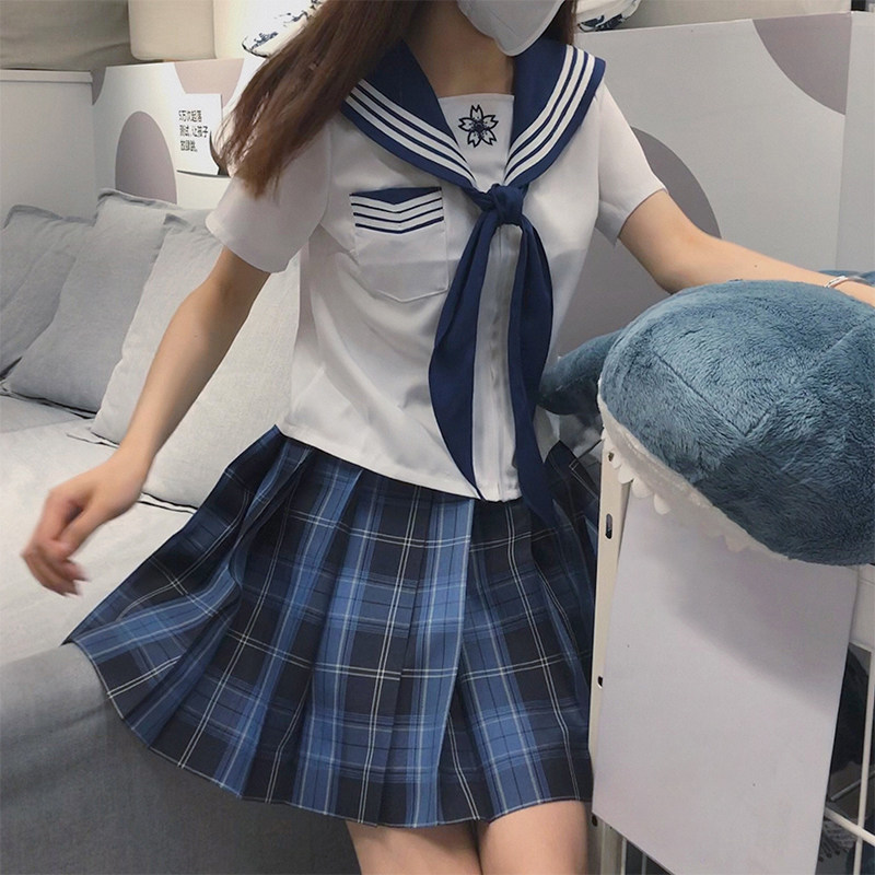 Suzuki Jk (Matsuzawa High) Original JK Uniform Dark Blue White Body Goldfish Knots Cherry Blossom School For Sense Sailor Clothes 