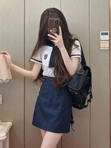 Peduncle Bean Han Style Uniform Suit Original JK Sailor Suit Spring Autumn Full Range College Wind High Waist Half Body Skirt Woman Class Dress