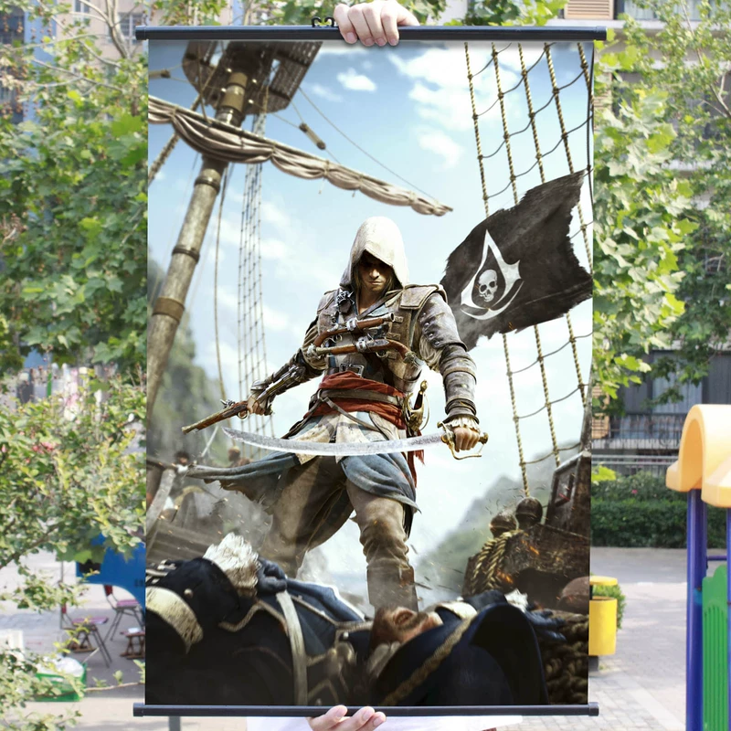 [Flange] Assassin Creed Cờ đen xung quanh trò chơi Vẽ tranh Creed Assassin xung quanh Poster vải - Game Nhân vật liên quan