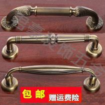 Door handle Wooden door Glass door open installation push-pull door handle Central European antique green bronze KTV handle 328