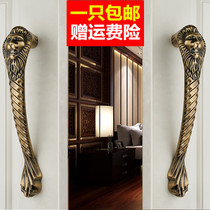 Door handle Wooden door Glass door open installation push-pull door handle Central European antique green bronze KTV handle 349