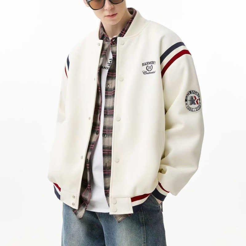 2026 Spring and Autumn Popular Baseball Jacket American Retro Men's Heavyweight Patchwork Loose Niche Versatile Casual Coat