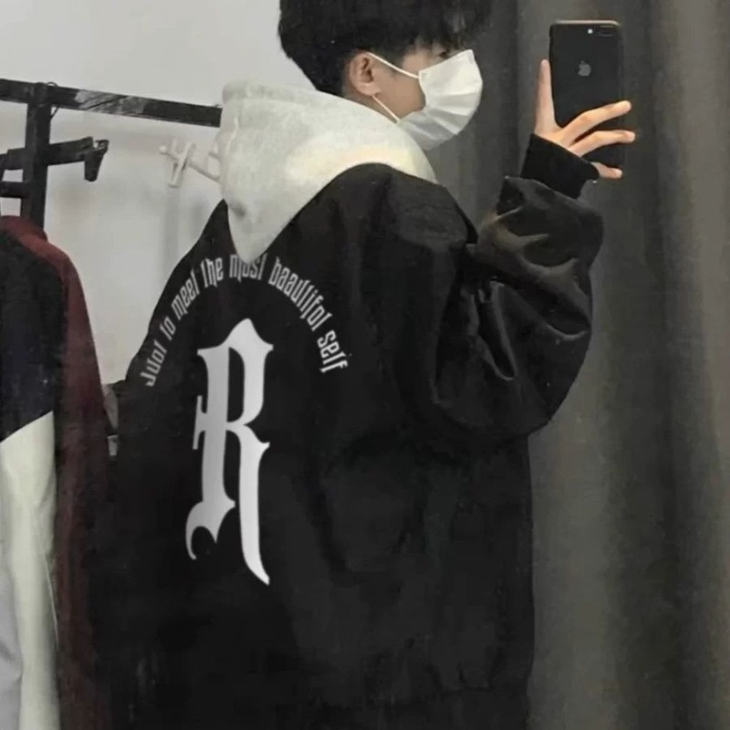 Spring and Autumn American Retro Pilot Jacket, Round-Neck Outerwear, High-End Trendy Stylish Bomber Jacket, Baseball Uniform