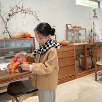 Girls woolen coat 2022 autumn and winter Korean style all wool short foreign style baby childrens double-sided cashmere coat