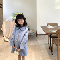 Girls small fragrant wind bifacial cashmere big coat 2021 autumn and winter Han Fan Xiaocrownins Yangqi Childrens wool jacket