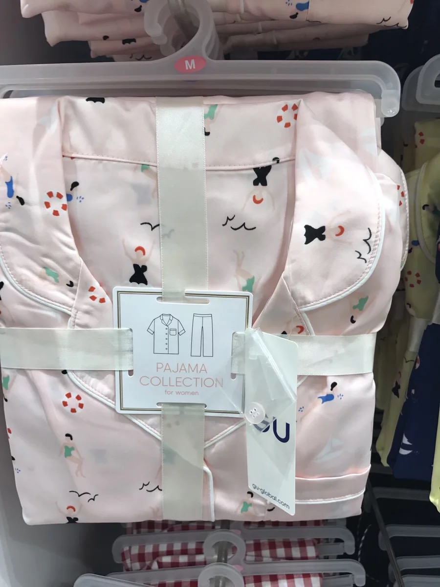 Nhật Bản mới GU nữ đồ ngủ satin lụa satin tuyệt vời phục vụ nhà phù hợp đồ bộ mặc nhà bằng vải thun
