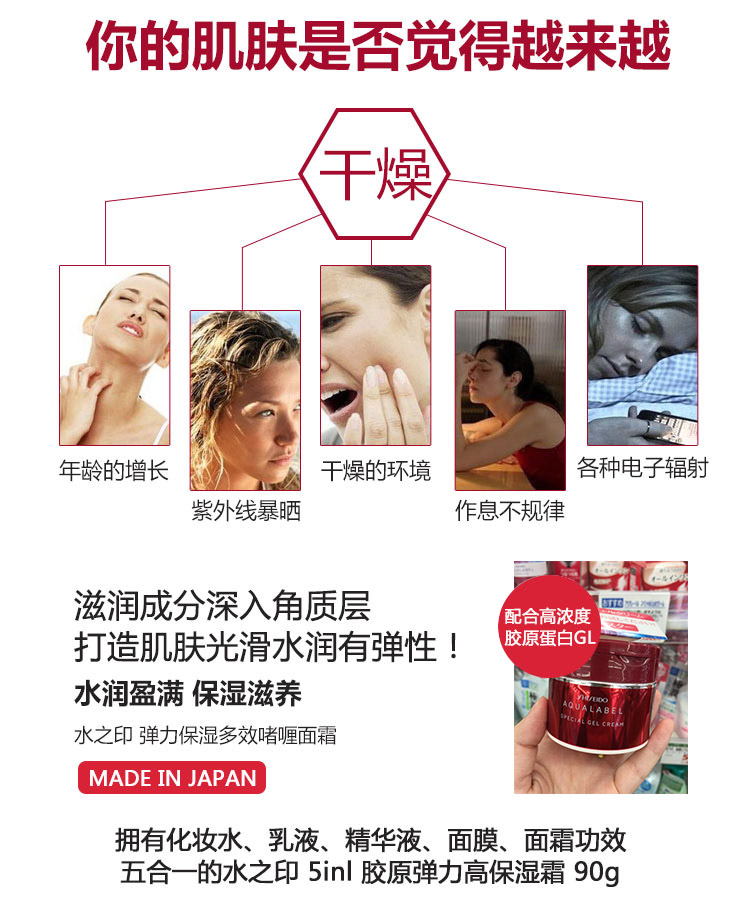 Con dấu nước Shiseido nguyên bản của Nhật Bản Kem dưỡng ẩm ban đêm năm trong một - Kem dưỡng da kem dưỡng ẩm mùa đông