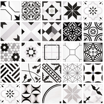 Nordic art black and white geometric floor tiles Kitchen bathroom tiles 300x300 Antique maze tiles