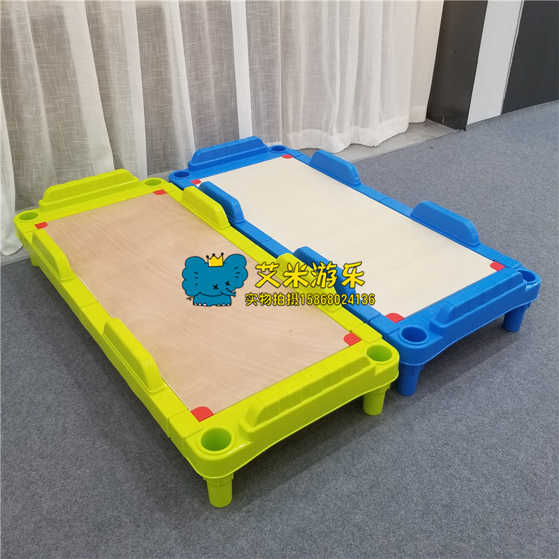 Sleeping Bed Small Bed Baby Children Thick Solid Wood Plastic Bed Kindergarten Special Bed Folded Bed Single Bed
