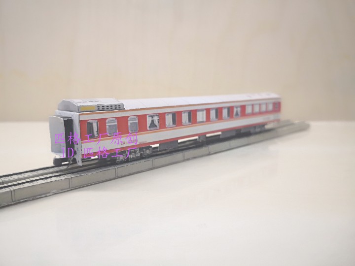N-scale railway red car CA25G dining car train 3D paper model DIY manual train subway light rail model