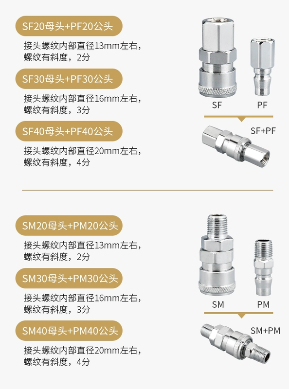 Laize Dụng cụ khí nén Súng bằng gỗ Súng hơi Khí quản Máy nén khí Loại C Tự khóa Khớp nối nhanh Nam Nữ 8mm - Công cụ điện khí nén