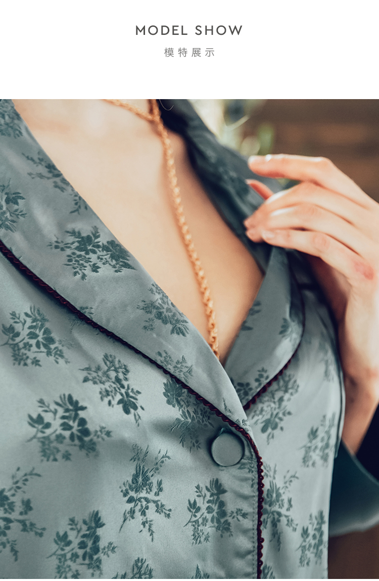 BOTHYOUNG mùa thu đông retro đồ ngủ cung điện set đồ nữ cổ chữ V thêu nhà dài hai mảnh đồ bộ pijama