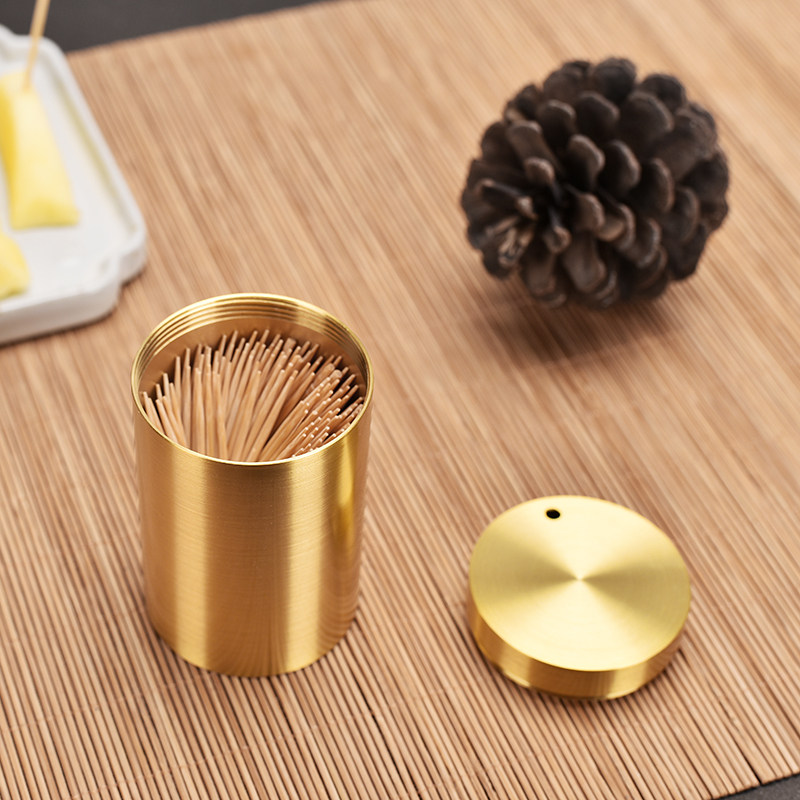 Brass toothpick tube Nordic creative home high-grade toothpick box will carry the hotel restaurant living room toothpick tank