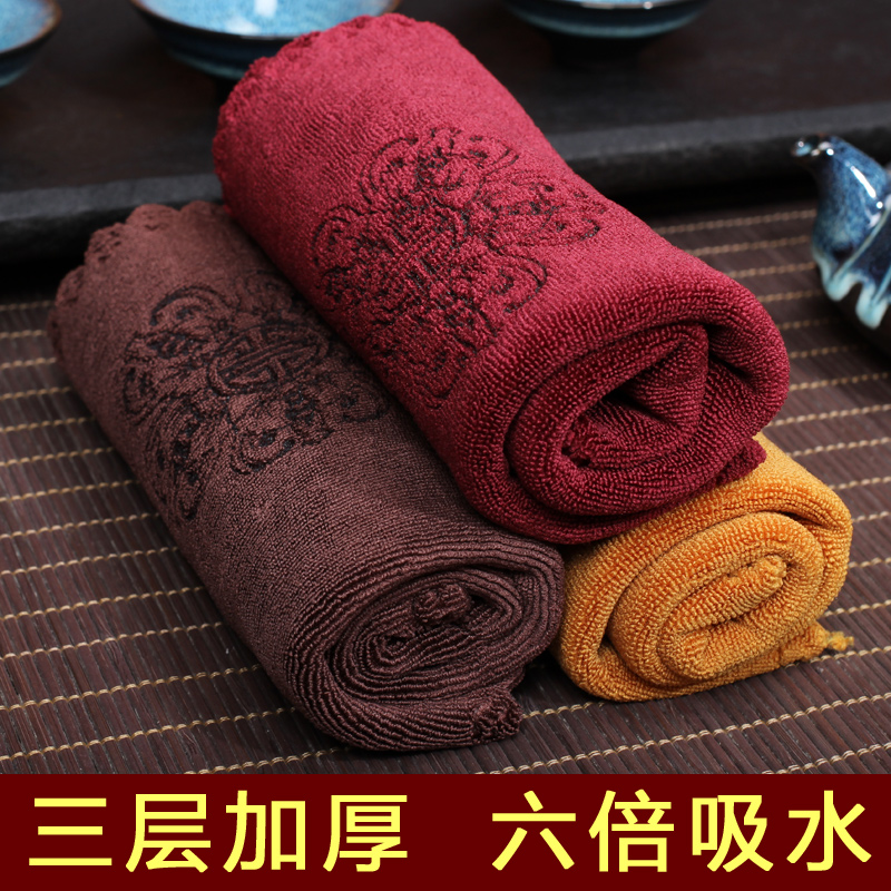 Wufu tea towel tea cloth rag super absorbent fiber thickened cotton hemp tea ceremony tea set accessories tea plate pad